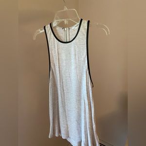 Zara W&B Collection. Grey, leather trimmed tank top. Zipper back.